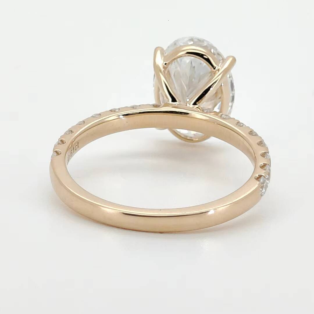 High End 14K Solid Yellow Gold Wedding Ring Oval Cut VS D 3CT Lab Grown Diamond Engagement Ring Statement Jewelry