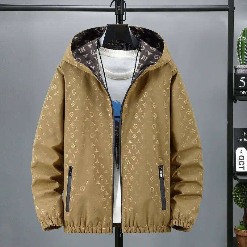 Spring and Autumn trendy brand personalized coat men's new wear versatile casual hooded long-sleeved youth popular sports jacket