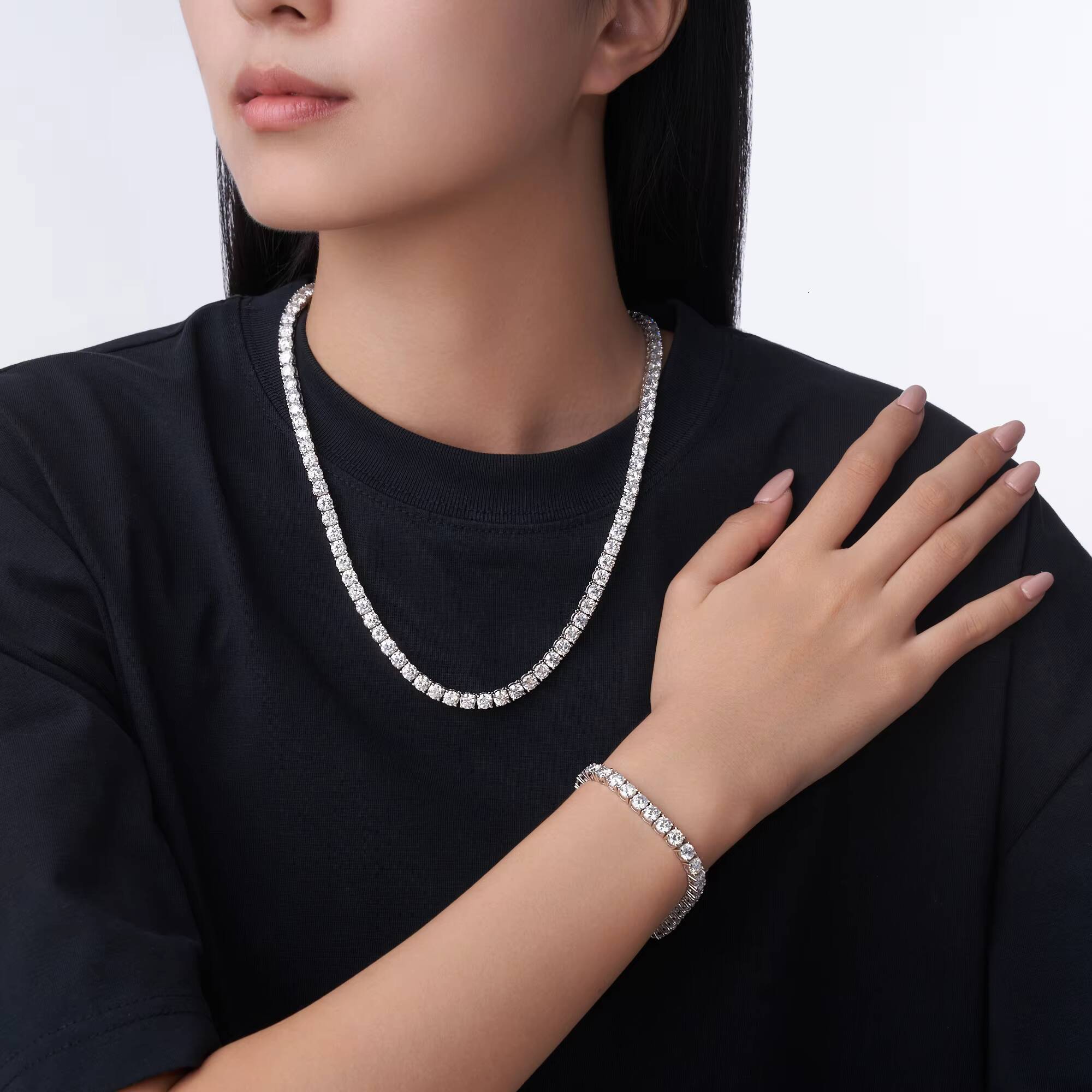 2mm 3mm 4mm 5mm S925 Sterling Silver Moissanite Tennis Bracelet Versatile Shining Jewelry 201 to 1634 CTW