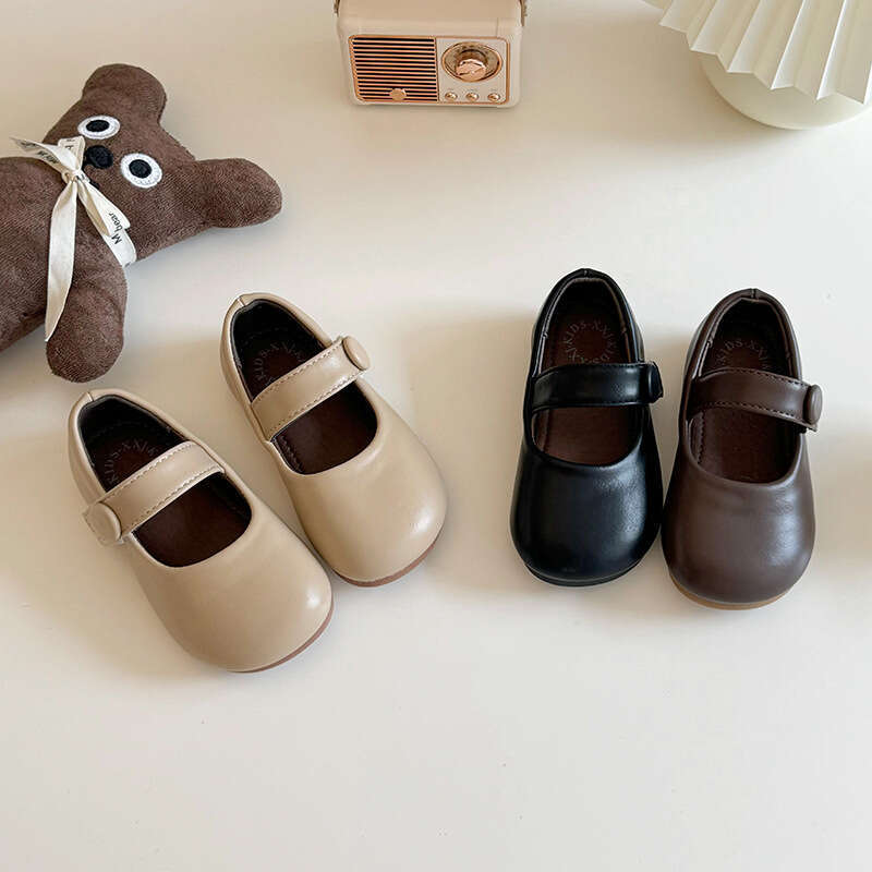 Girls' Korean Retro Forest Style Small Leather 2025 Spring and Autumn New Children's Velcro Princess Shoes Soft Sole Flats