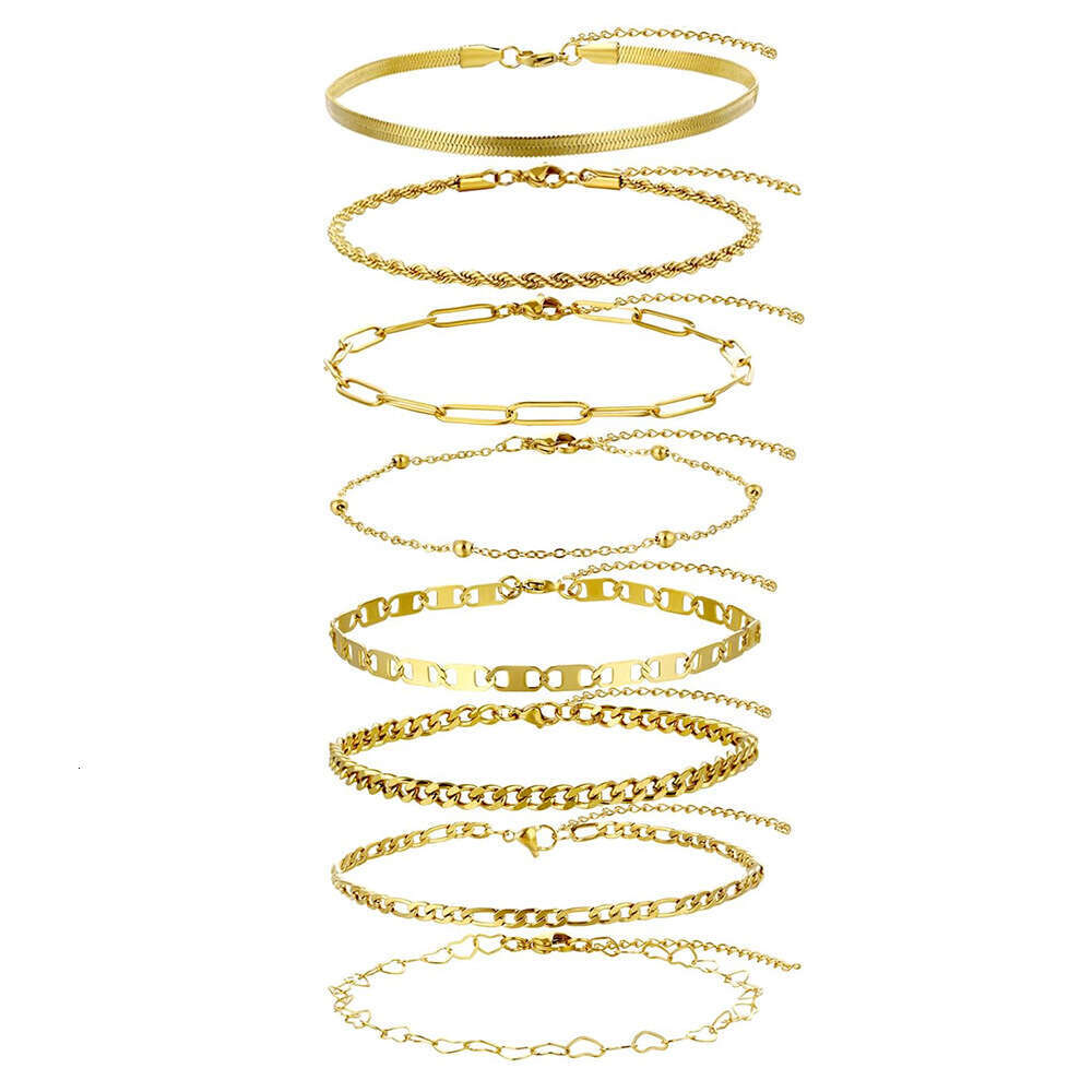 Bestseller Paperclip Beaded Snake Sailor Bracelet Anklet Adjustable Fashion Ins Style Foot Jewelry Set