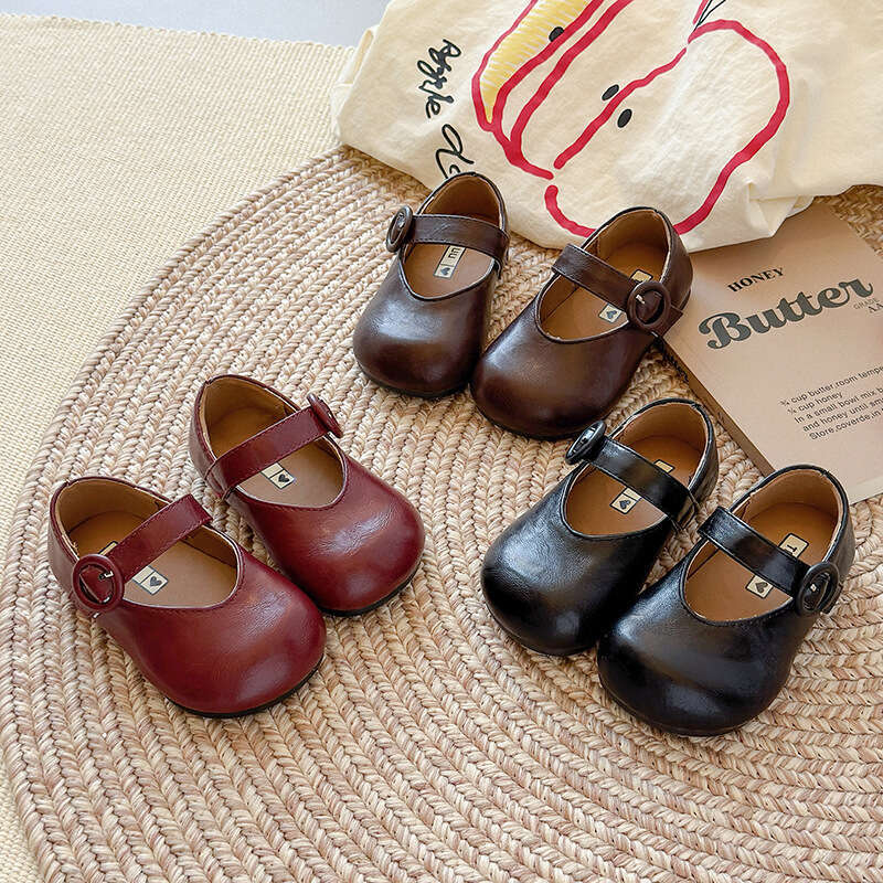 INS French Style Children's Leather 2025 Spring and Autumn New Korean Version Girls' Flat Princess Shoes Soft Sole Loafers