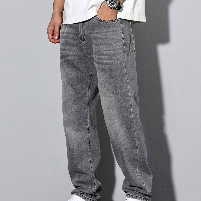 Mens straight skinny grey jeans and simple suitable for daily wear in all seasons 251218