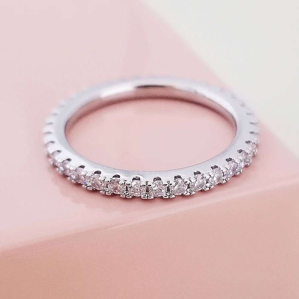 1.75mm Trendy Silver Color Aesthetic Cz Stackable Ring Eternity Band Women Gift for Friend Jewelry R7026