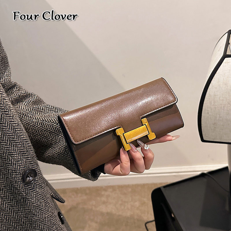 Lady's long wallet, classic retro multi-card slot wallet, multifunctional short luxury wallet, large capacity multi-card slot cardholder purse, m