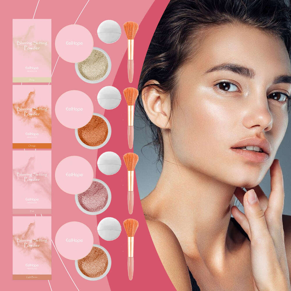 Eelhope Setting with Brush Beige Natural Look Lightweight Delicate Breathable Fit Dual-use Powder Long-lasting Non-cakey