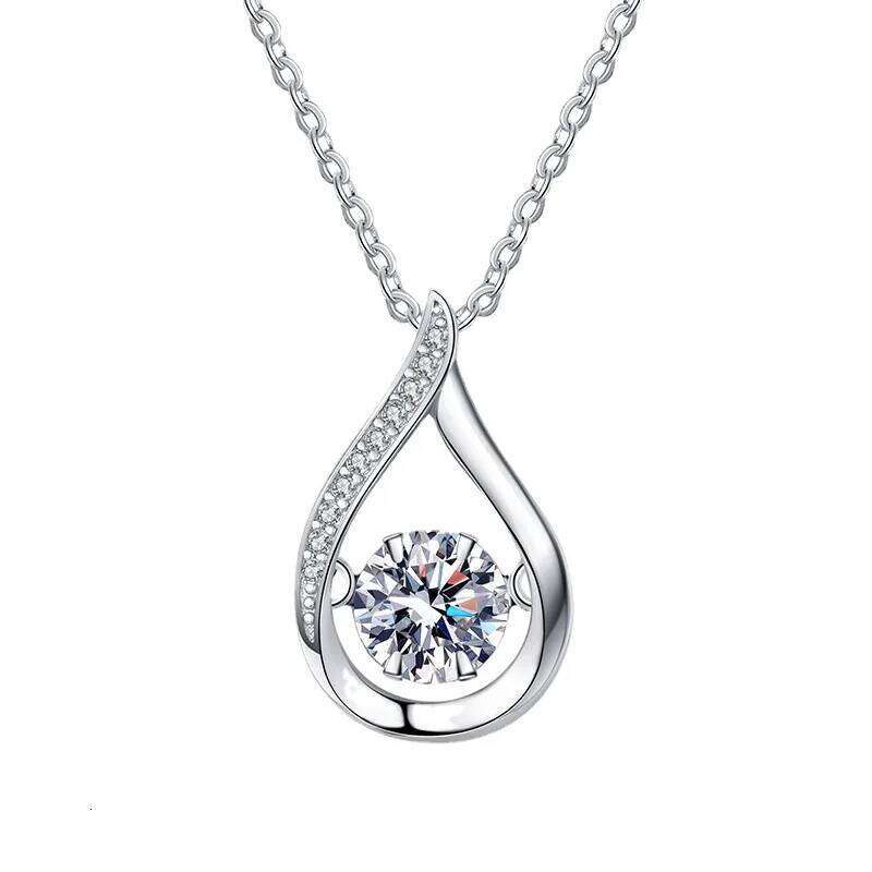 VVS1 D Color Moissanite Necklace For Women Fine Jewelry with GRA 925 Sterling Sliver Chain Plated 18k White Gold 0be