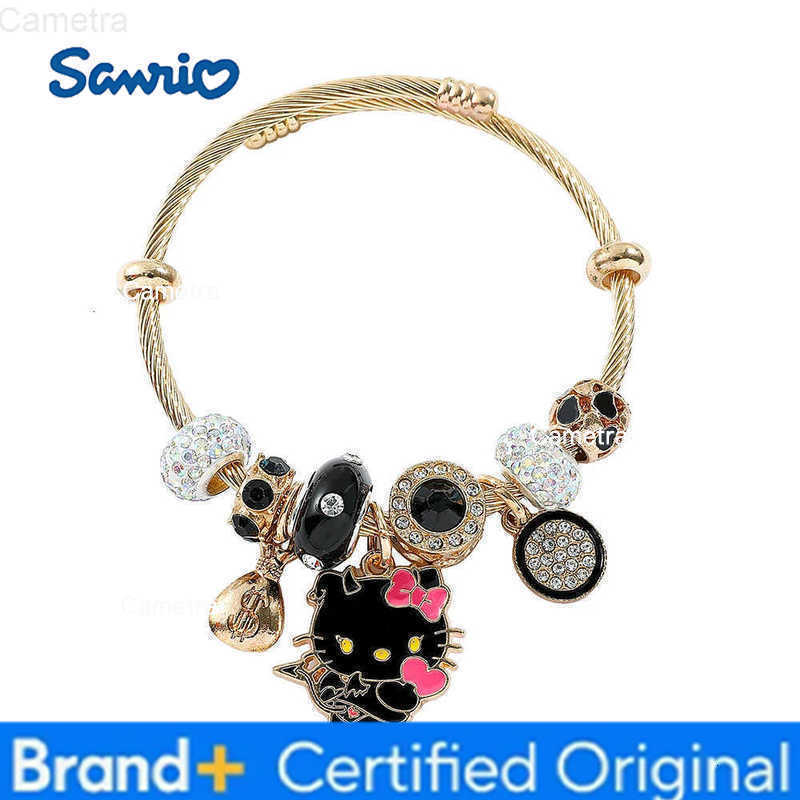 Sanrio Hello Kitty Bracelet for Girl Kawaii Anime Accessories Crystal Adjustable Bracelet Cute Student Christmas Gifts New H251229