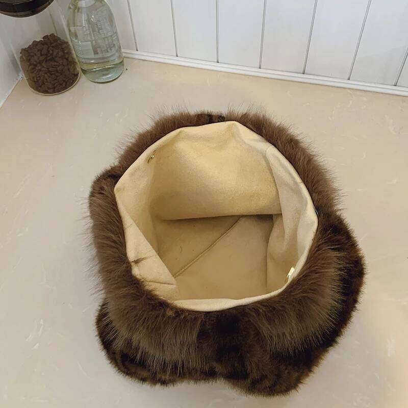 Purple Fur Women's Small Bucket Luxury Warm Plush Shoulder For Women Fashion Leopard Furry Clutch Bag Ladies Phone Purse Xiu Lai Si