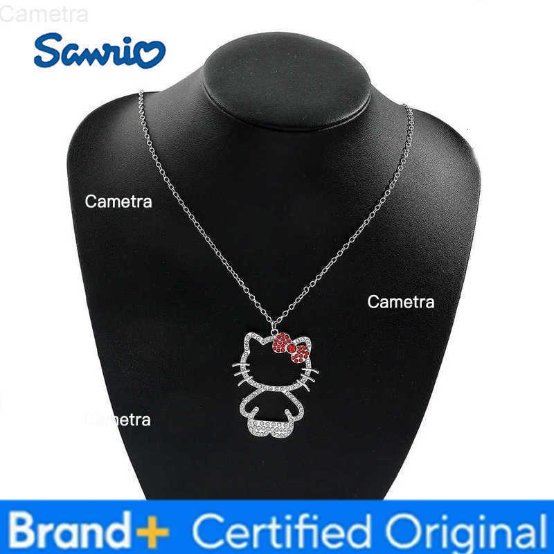 Sanrio Hello Kitty Rhinestone Bow Cute Girl Pendant Necklace Woman Clavicle Chain Pendant Gifts H251229