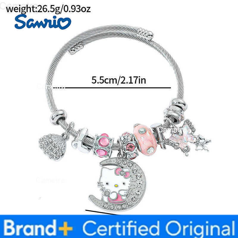 Sanrio Cartoon Hello Kitty Adjustable Bracelet Exquisite Charm Crystal Bangle for Friend Jewelry Accessory Fashion Gifts H251229