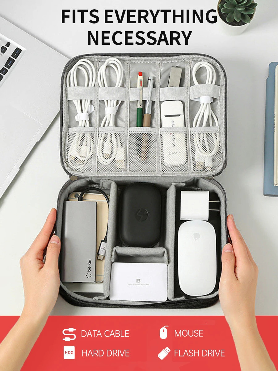Cable Storage Bag Waterproof Digital Electronic Accessories Organizer Portable Travel Cable Organizer Case for cable Charger 251224