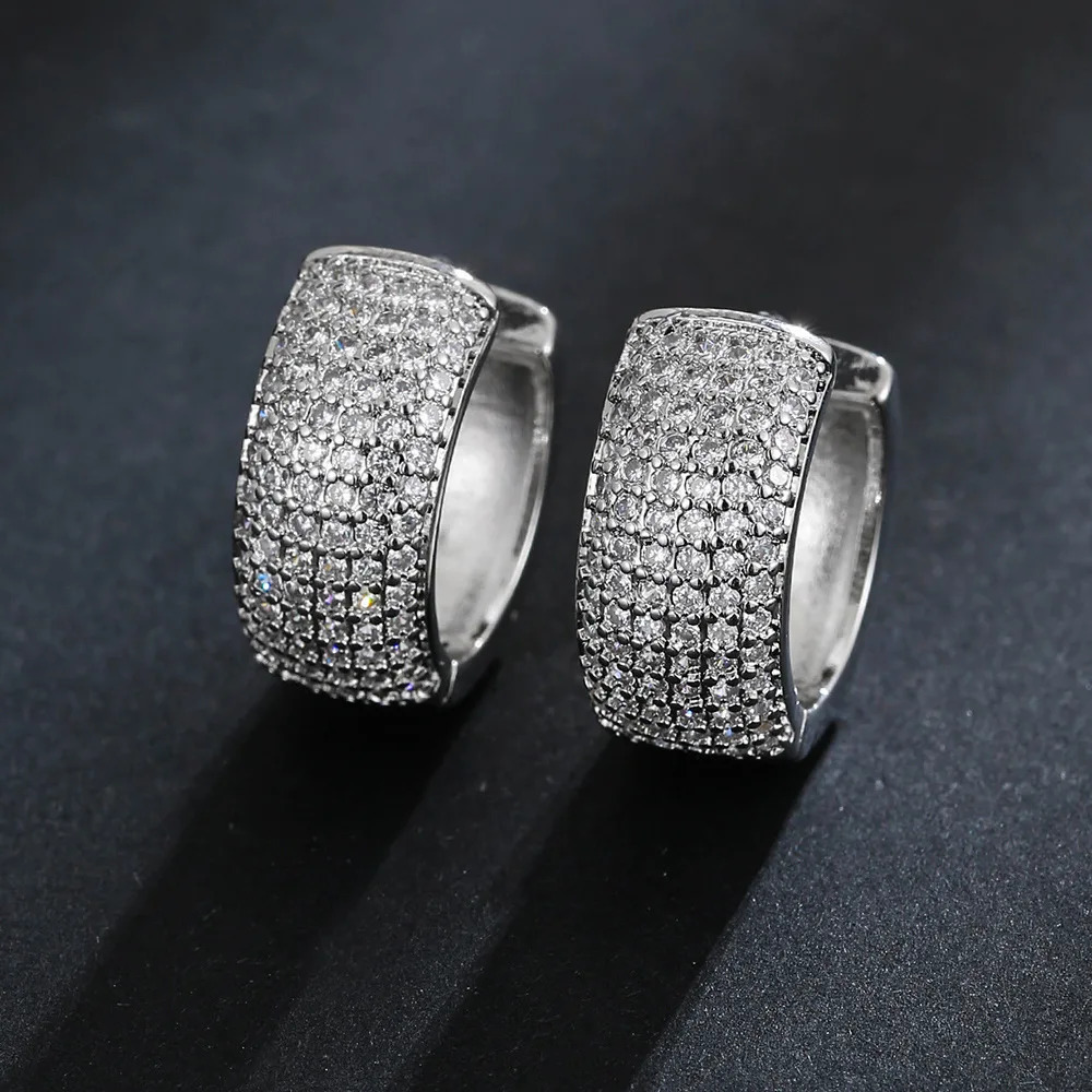 Zirconia Pave Wide Big Hoop Earring Men Unisex Earrings Hip Hop Jewelry Bridal Wedding Accessories Gift 251224
