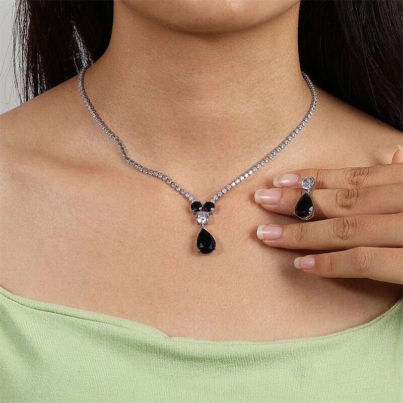 ZAKOL Luxury Clear Water Drop Zircon Set for Women High Quality Shiny CZ Wedding Party Jewelry