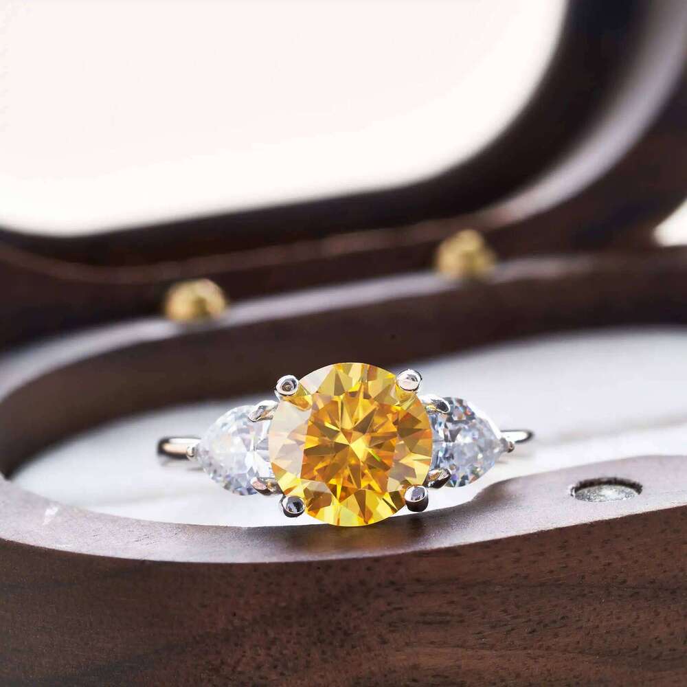 Luxury 9mm 3ct D Color Moissanite Rings Classic 4 Prong S925 Sterling Silver Fine Jewelry dating gift For Women Wedding Bands 84d