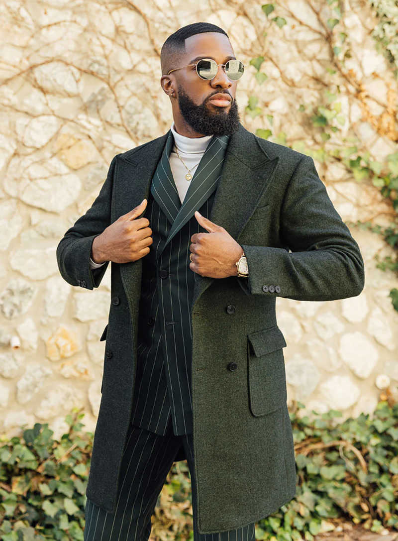 High Quality Men Woolen Overcoat Double Breasted Peaked Lapel Casual Occasion Commute Autumn Winter Warm Custom Made