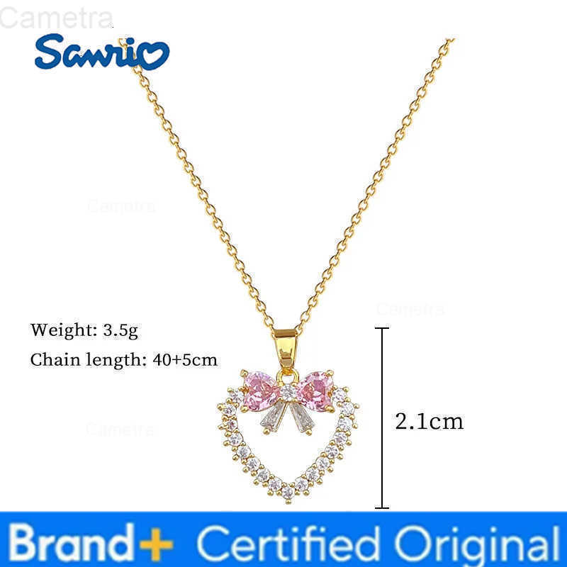 Sanrio Stainless Steel Chain Sweet Romantic Love Heart Bow Pendant Necklace for Women Girls Lovely Jewelry Accessories Gifts for Lover H251229