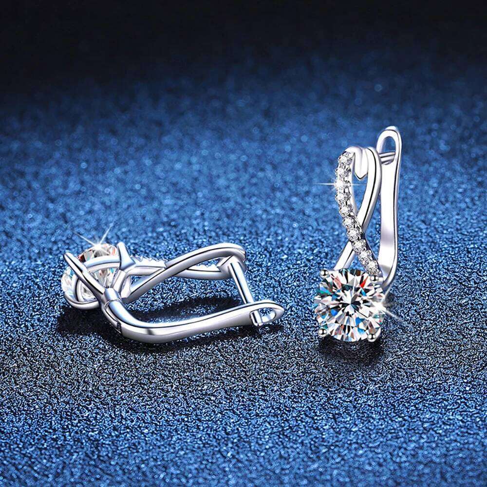 D COLOR 2.0CT Moissanite Drop Huggie Earrings Real 925 Silver Women Gold Plated Hoops Infinite Earring Certified Wedding Jewelry 3a3