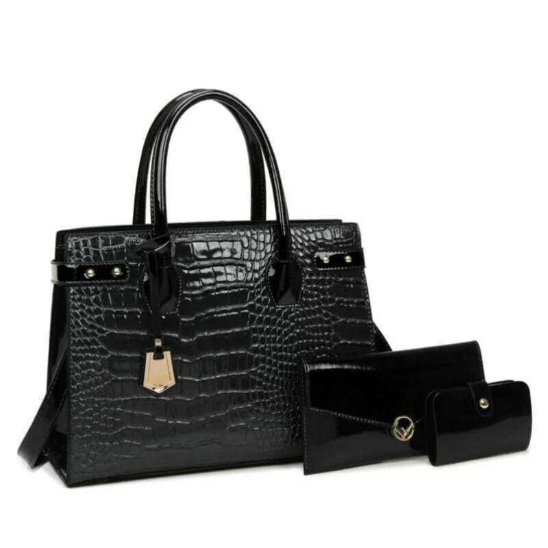 Pantent Leather Messenger Bags Crocodile Female Crossbody Shoulder Hand Bags For Women High Quality Ladies Handbags LEMON KOKO