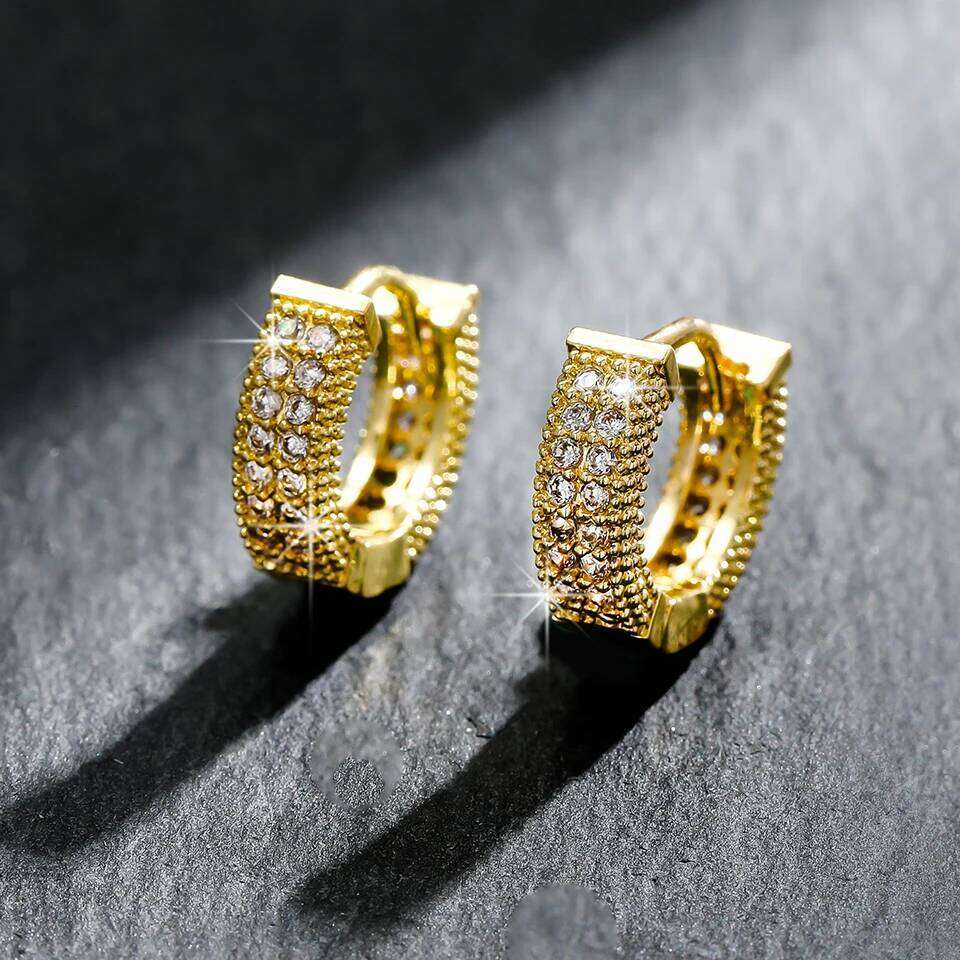 ZAKOL Hip Hop Fashion Green Cubic Zirconia Hoop Earrings For Women Men Circle Colorful Crystal CZ Party Jewelry Wholesale