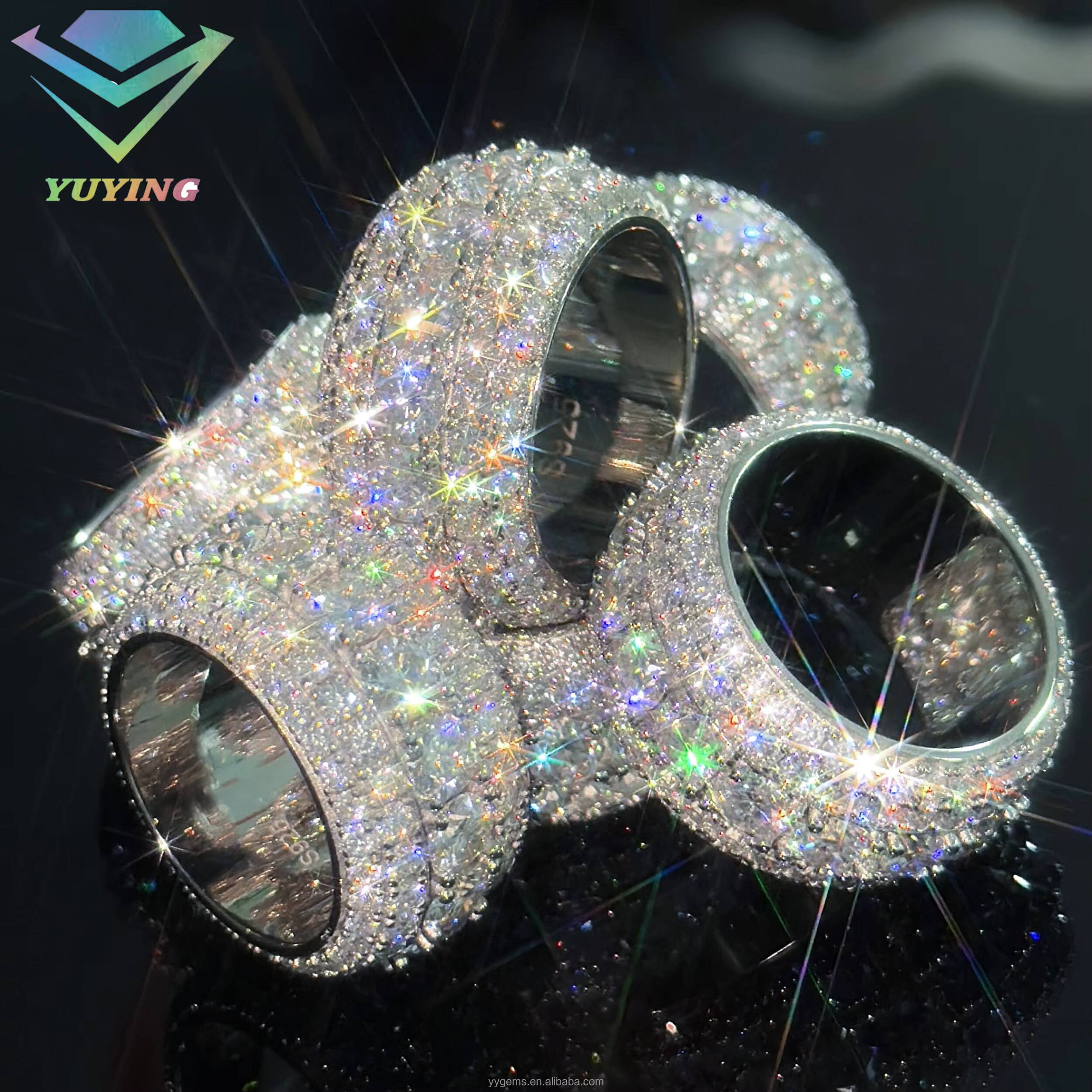 Luxury Hiphop 925 Sterling Silver Mens Star Ring Gold Plated VVS Moissanite Iced Out Pass Diamond Tester Ring