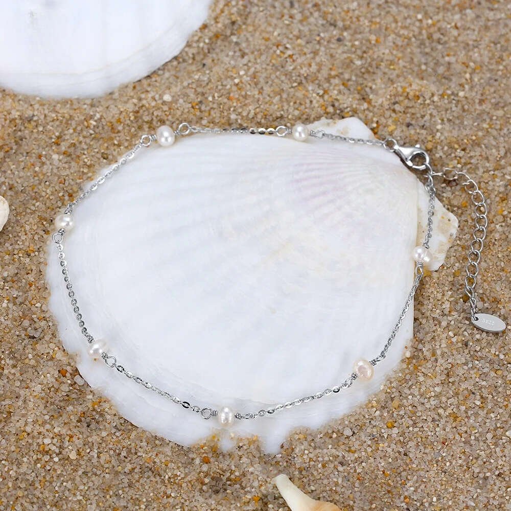 Rinntin Cultured Freshwater Pearl Anklets Gold-Plated Anklet Dainty Simple Female Foot Chain Jewelry Birthday Gift Sa37