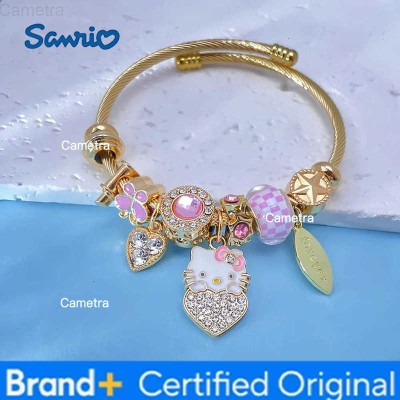 Sanrio Hello Kitty Music Note Love Heart Charm Bracelet for Women Romantic Bangle Jewelry Gift for Anniversaries H251229