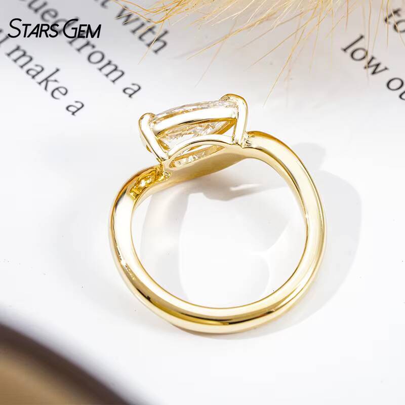 Starsgem Womens Curvy Design Solitaire Diamond Engagement Wedding Ring 9K 10K Gold 10ct Pear Cut IGI Certified Lab Diamond
