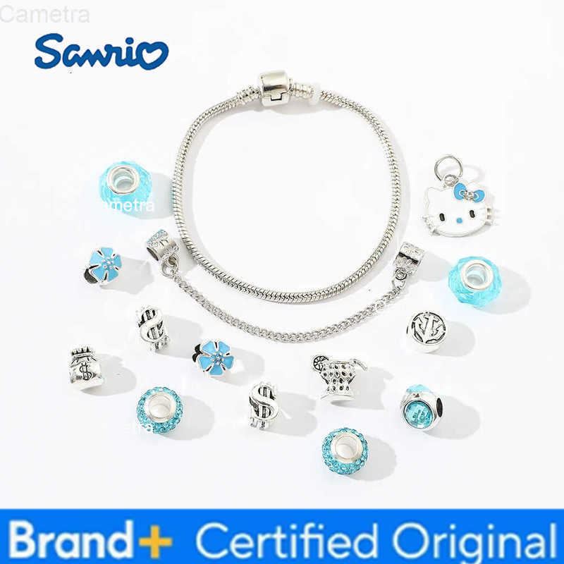 Sanrio Romantic Silver Color Charm Bracelet with Hello Kitty Brand DIY Jewelry Making Party Trendy 1 Pc H251229