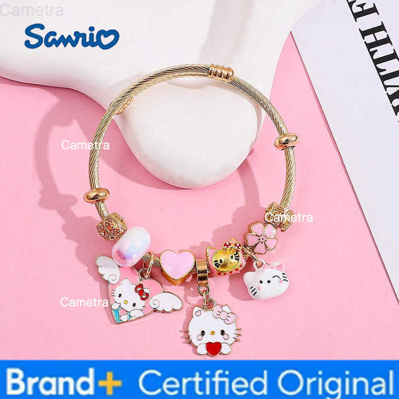 Sanrio Hello kitty Gold Bracelet Jewelry Accessories Cute Diy Personalized Bracelet Creative Girl Handmade Children Gifts H251229