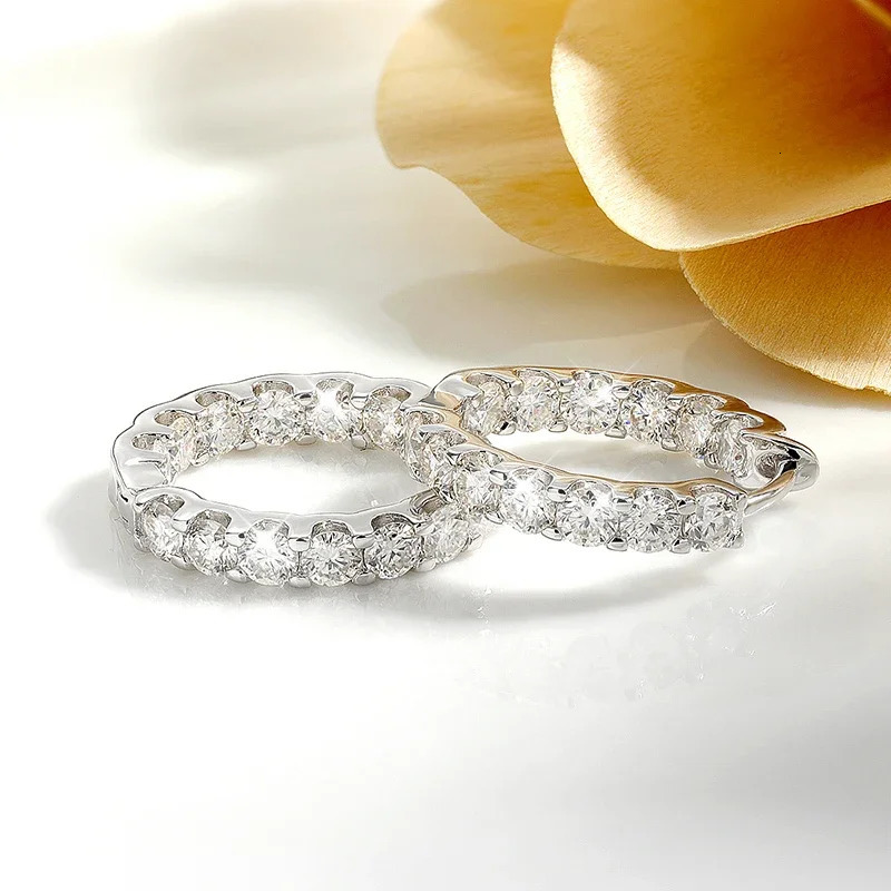 Hoop Earrings for Women 26ct D Color Sparkling Diamond with GRA s925 Sterling Sliver Plated 18k Gold Hip Hop Earring 251224