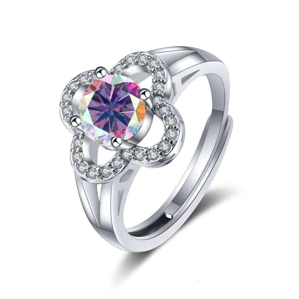 1 Ct Trend moissanite ring for charm lady silver jewelry lab Diamond Rings Sterling 925 Silver Wedding Band 33d