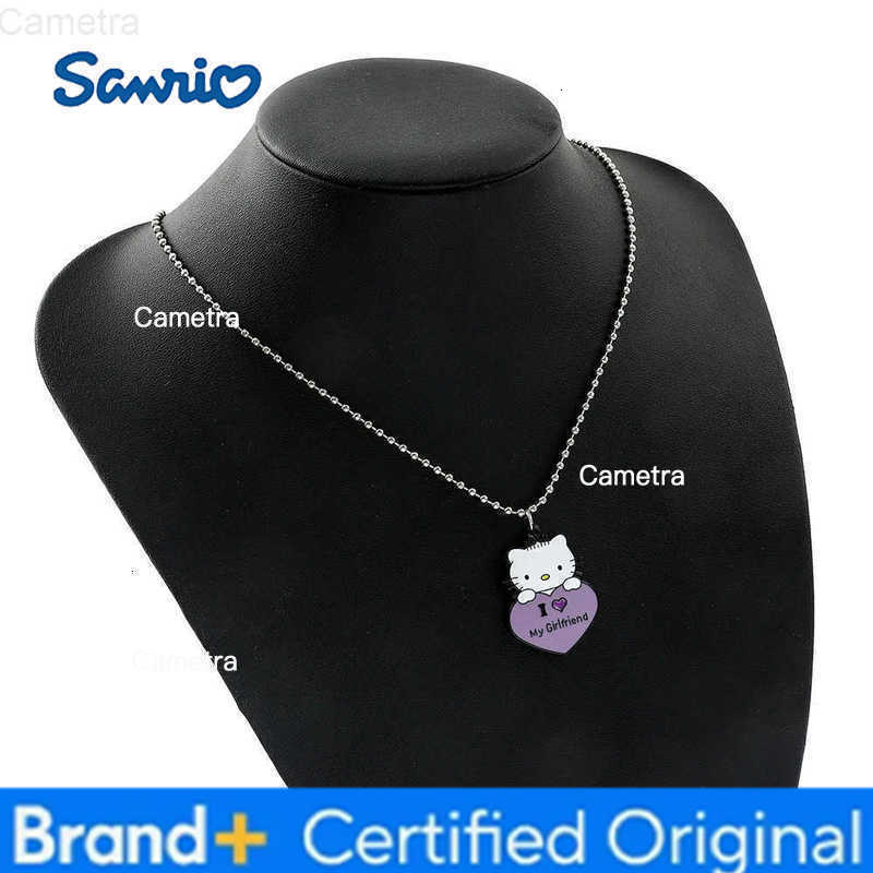 Sanrio 1 Pair Hello Kitty Couple Necklace I Love My Girlfriend Boyfriend Pendant Necklace for Valentines Day Gifts Accessories H251229