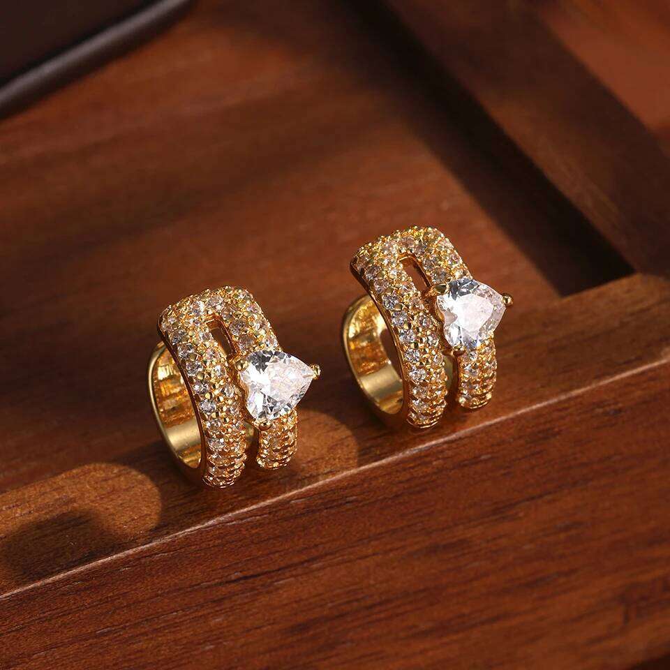 ZAKOL New Fashion Iced Out CZ Ear Clip Earring For Women Men Exquisite Shiny Zirconia Punk Hip-hop No Piercing Jewellery