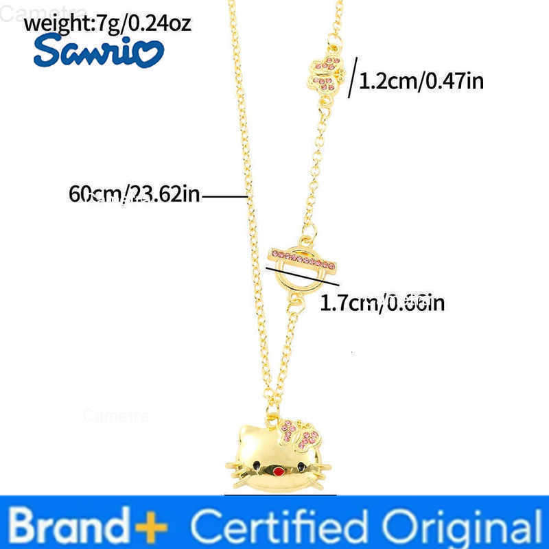 Sanrio Cute Hello Kitty Pendant Necklace Gold Classic Anime Character Hello Kitty Necklace for Girls Birthday Party Gifts H251229