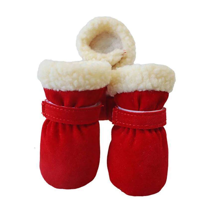 4Pcs Winter Waterproof Warm Dog Shoes Non-slip Snow Boots for Small Breeds Dogs Puppy Cat Chihuahua Pet Paw Care Pug