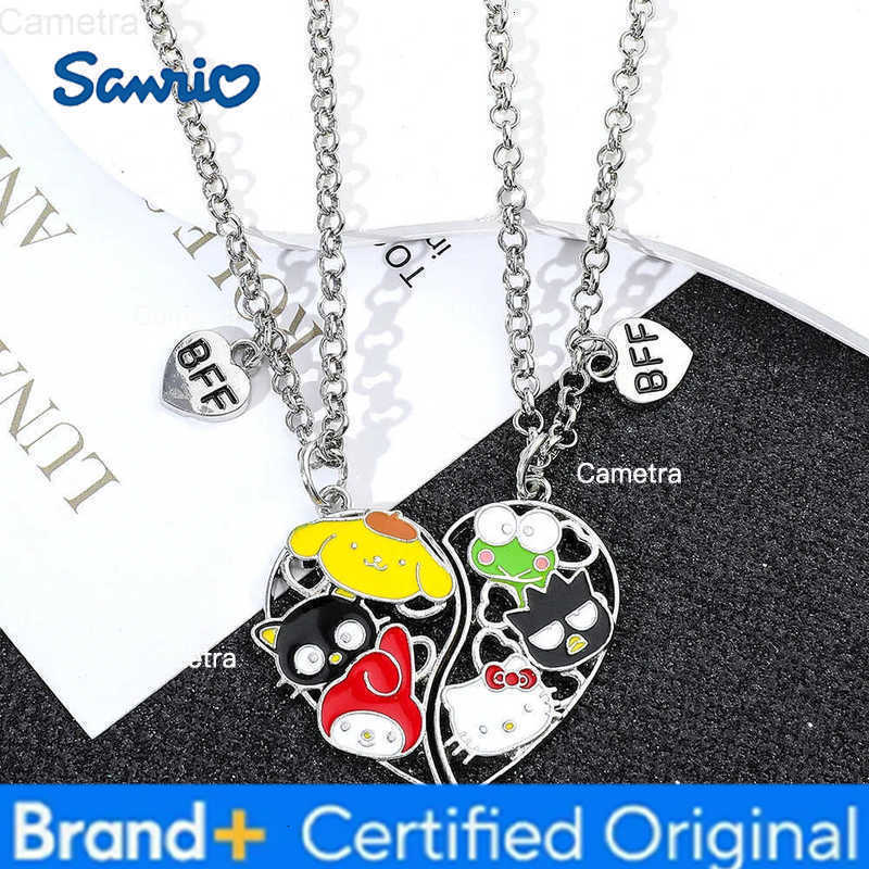 Sanrio 2pcs Hello Kitty BFF Necklace Anime Accessories Kawaii Family Pendant Cartoon Heart Pendant Best Friend Jewelry Set H251229