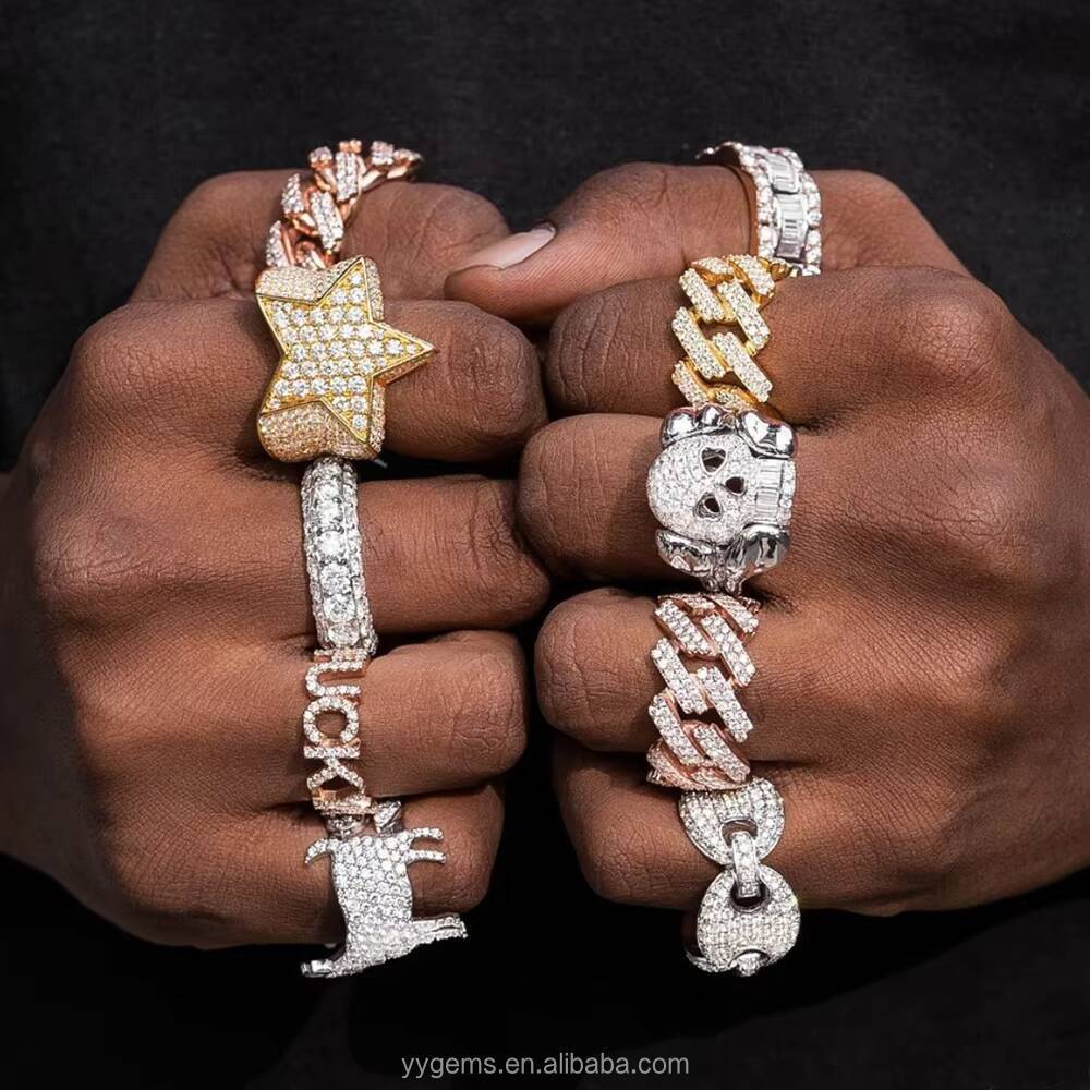 Fashion Full Iced Out Cuban Ring 925 Sterling Silver Ring 100 Pass Tester Jewelry VVS Hip Hop for Men Moissanite Cuban Ring