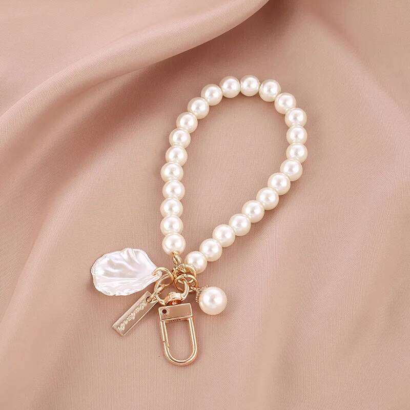 ZAKOL Korean Fashion Round Imitation Pearl Key Chain Phone Bag Backpack Charm Accessory Cute Jewelry Gift for Women Girls