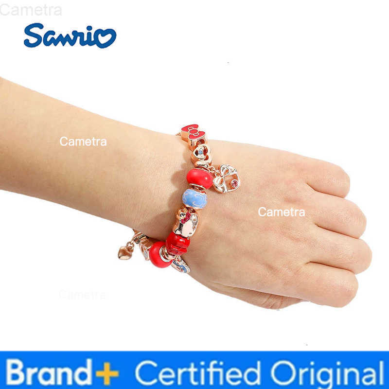 Sanrio Charm Hello Kitty Bracelet Anime Cartoon Figure Kitty White Metal Beads Pendant DIY Bracelet Bangle Jewelry Accessories H251229