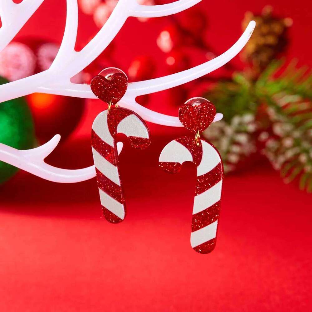 Christmas Acrylic Heart Santa Claus Deer Candy Crutch Xmas Tree Soldier Drop Earrings Cute Holiday Jewelry For Women Men Gifts C251227