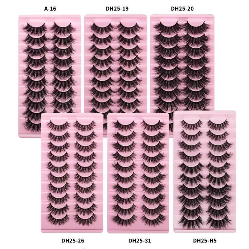 Wholesale False Eyelashes 10 Pairs Full Strip Mink Lashes 100 Handmade Custom Packaging Natural 3d Lashes Eyelashes