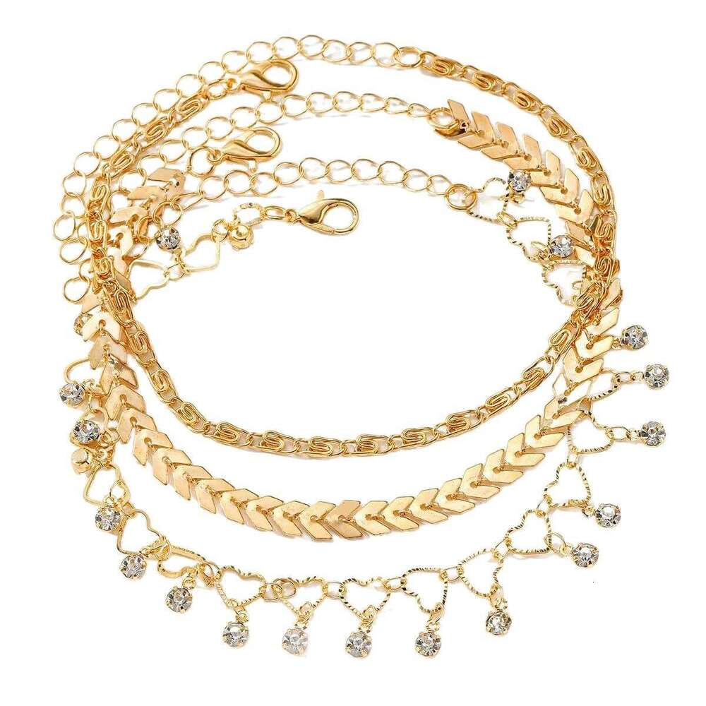 Cross-Border New Fashion Women's Gold Anklet Star Butterfly Pendant Layered Set Beach Multi-Layer Chain