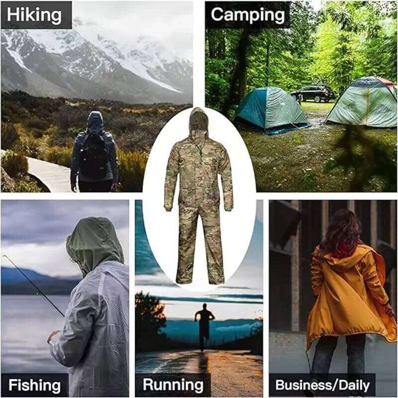 Adults Coat Suit Unisex Men Women Camp Raincoat Set Hiking Hunting Fishing Outdoor Wear Poncho Rain Gears Cover SPLELED