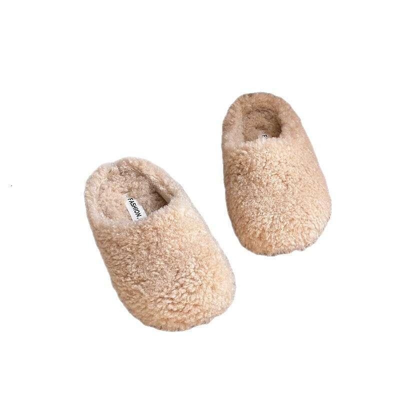 INS French Style Closed-Toe Cotton 2025 Winter New Korean Version Girls Slip-On Fleece-Lined Warm Furry Slippers