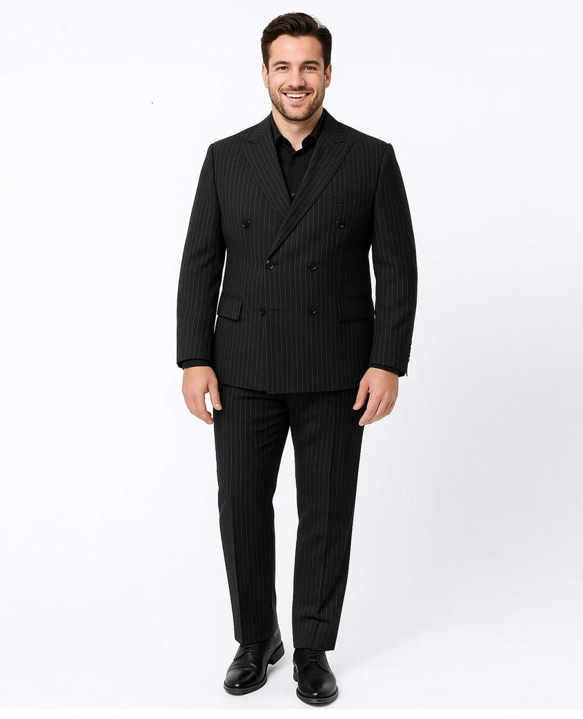 Mens vertical striped doublebreasted suit twopiece suitable for daily wear weddings and festival 251213