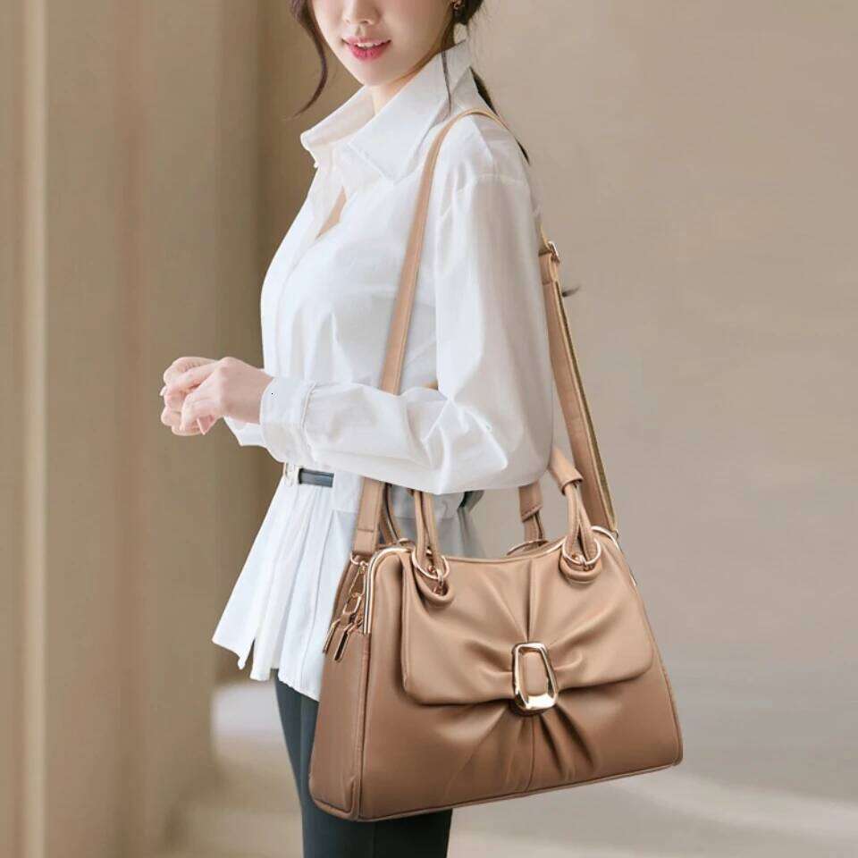Top Quality Soft Pu Leather Top-Handle Bags Fashion Handbags 2 Layer Ladies Shoulder Crossbody Hand Bag Commuting Tote Xiu Lai Si