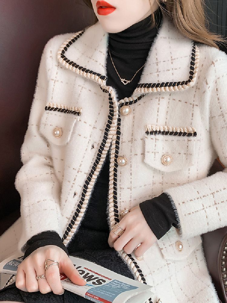 Fashtion French Style Socialite Elegant Jacket for Women Casual Versatile Autumn Winter Cardigan