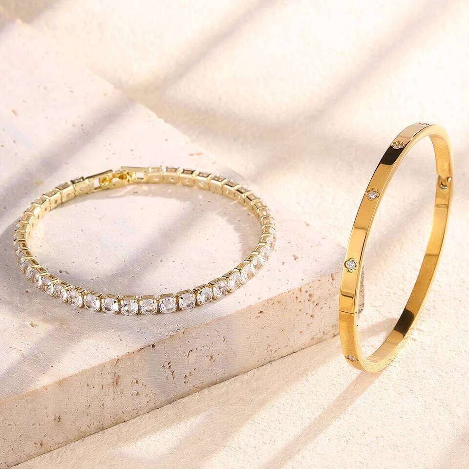 ZAKOL Classic Round Cubic Zirconia Tennis Bracelet Exquisite Shinny Unisex Couple Jewelry Gift for Valentine's Day