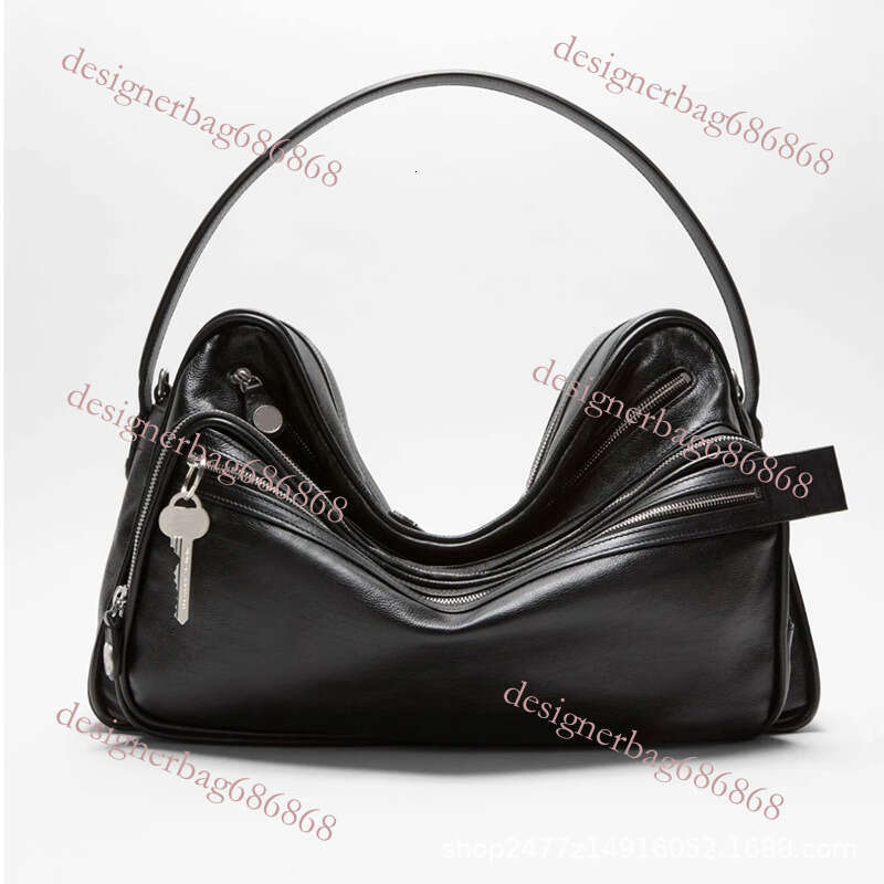 toteBag Shoulder ROSE NOIRE Swedish Niche New Genuine Leather Multi Compartment Zipper Handbag Key Pendant Underarm Motorcycle Single Shoulder Crossbo